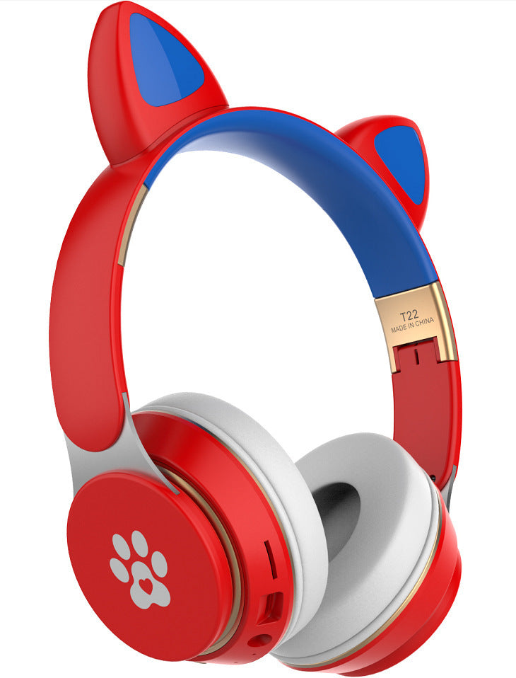 Headset Cute Cat Ears Wireless Light-emitting Bluetooth Headset