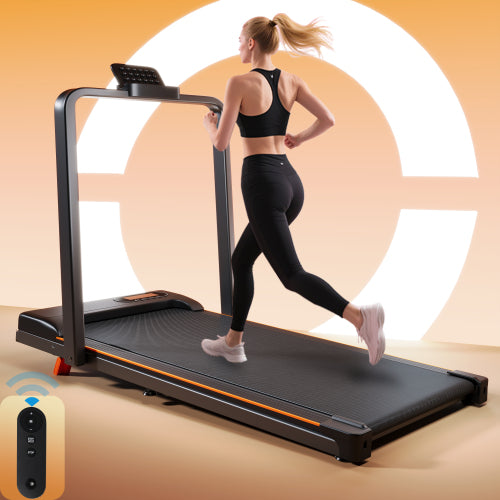 Folding Treadmill With Handrail & Adjustable Incline