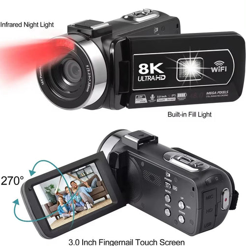 8KWIFI HD Digital Camera Touch Screen Handheld Automatic