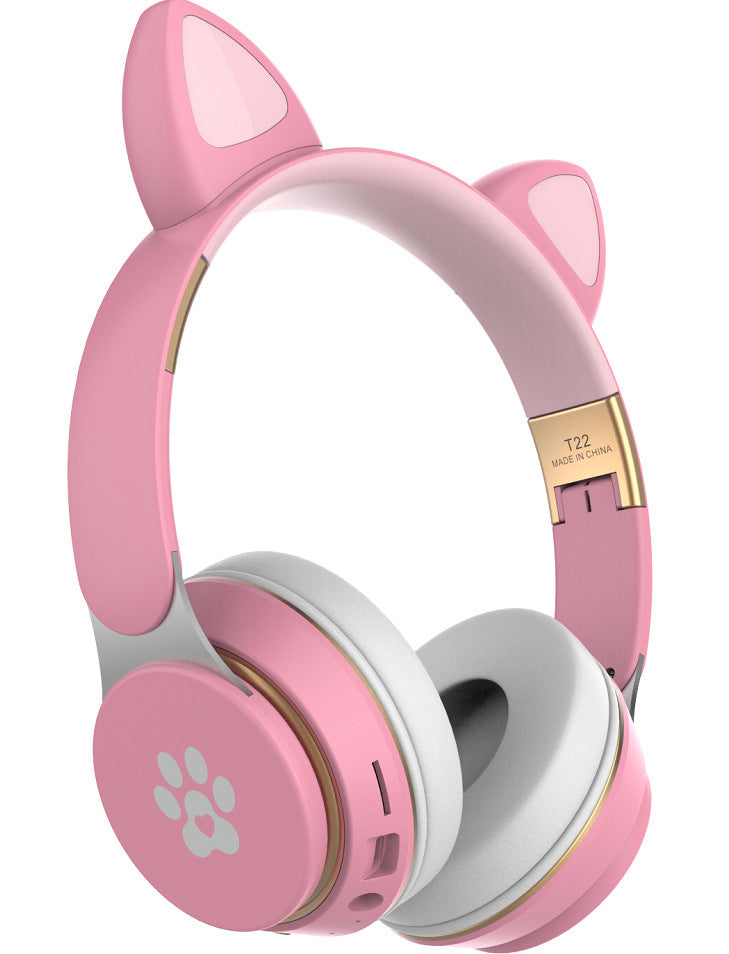 Headset Cute Cat Ears Wireless Light-emitting Bluetooth Headset