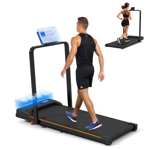 Folding Treadmill With Handrail & Adjustable Incline