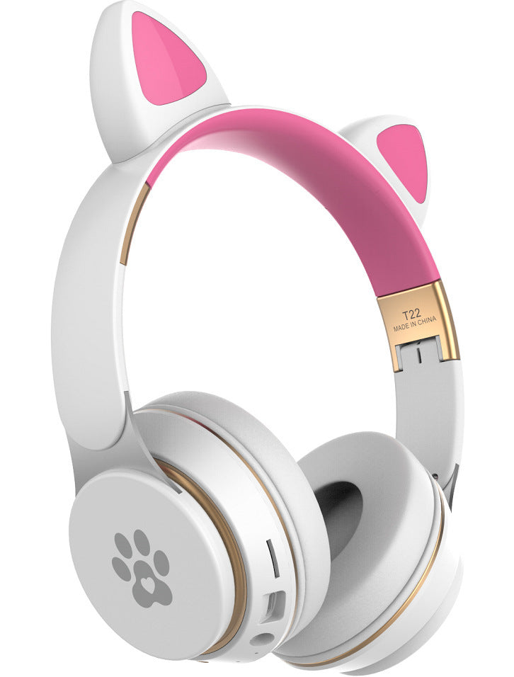 Headset Cute Cat Ears Wireless Light-emitting Bluetooth Headset