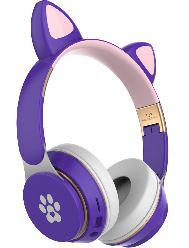 Headset Cute Cat Ears Wireless Light-emitting Bluetooth Headset